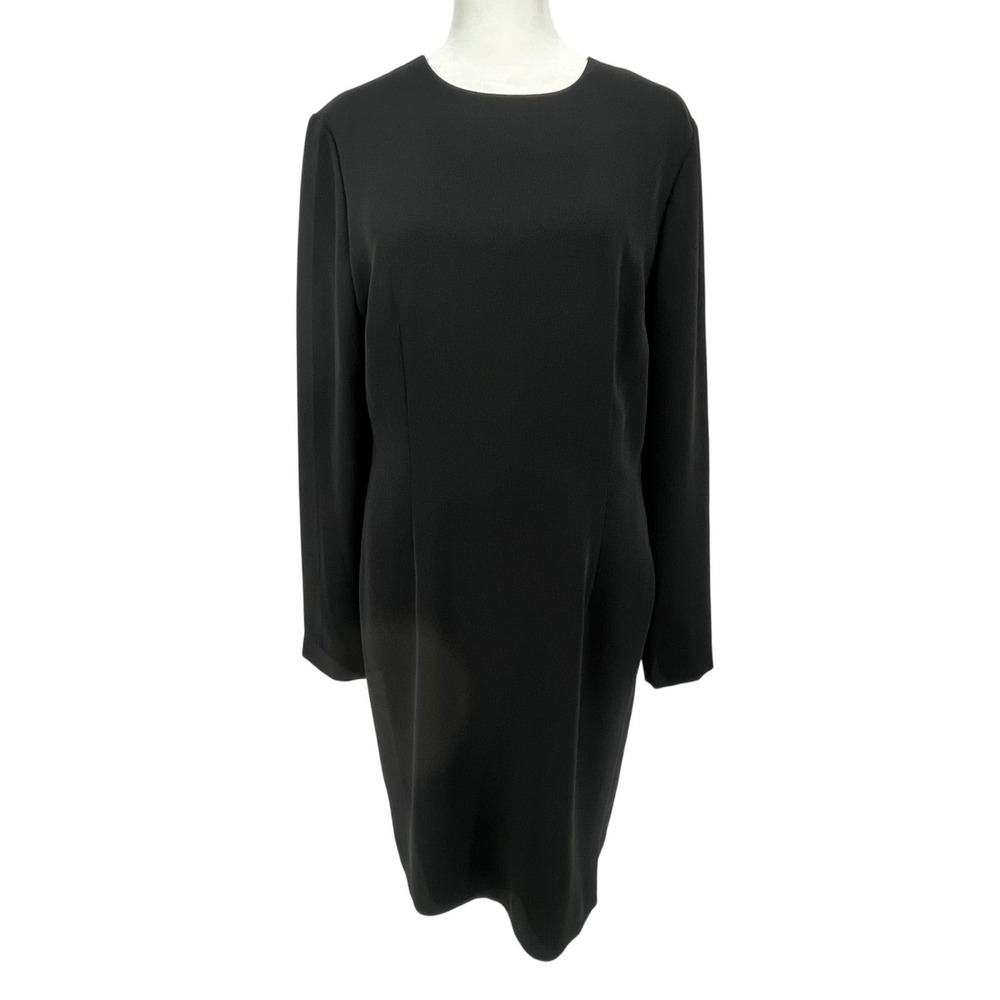 Vintage Ann Taylor Sheath Dress Womens 8 Black Minimalist Professional Classic